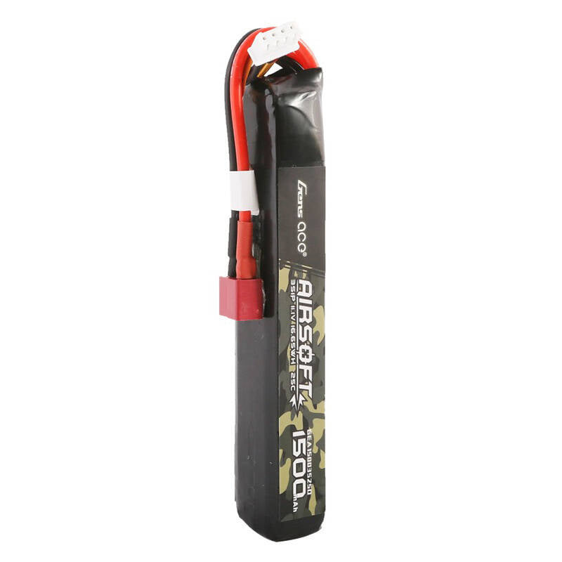Gens Ace LiPo-batteri til airsoftgevær 1500mAh 25C 3S1P 11.1V med T-stik