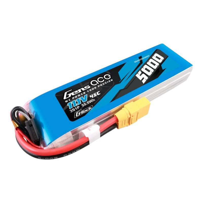 Gens ace G-Tech LiPo-batteri 5000 mAh 11,1 V 45C 3S1P med XT90-stik