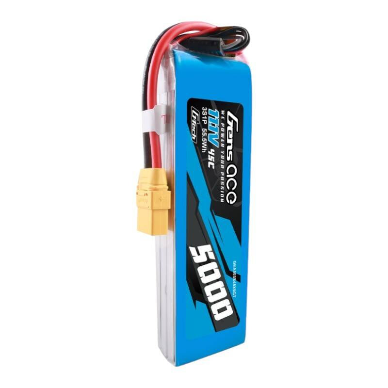 Gens ace G-Tech LiPo-batteri 5000 mAh 11,1 V 45C 3S1P med XT90-stik