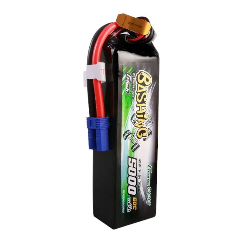Gens Ace G-Tech LiPo-batteripakke 5000mAh 14.8V 4S1P 60C med EC5-stik, Bashing Series
