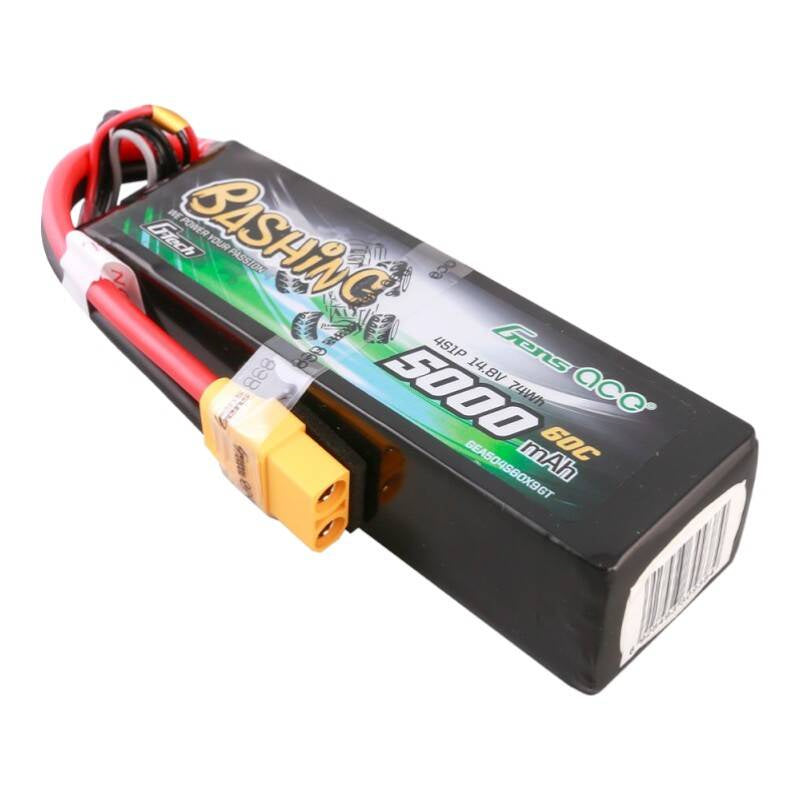 Gens Ace G-Tech LiPo-batteripakke 5000mAh 14.8V 4S1P 60C med XT90-stik, Bashing Series