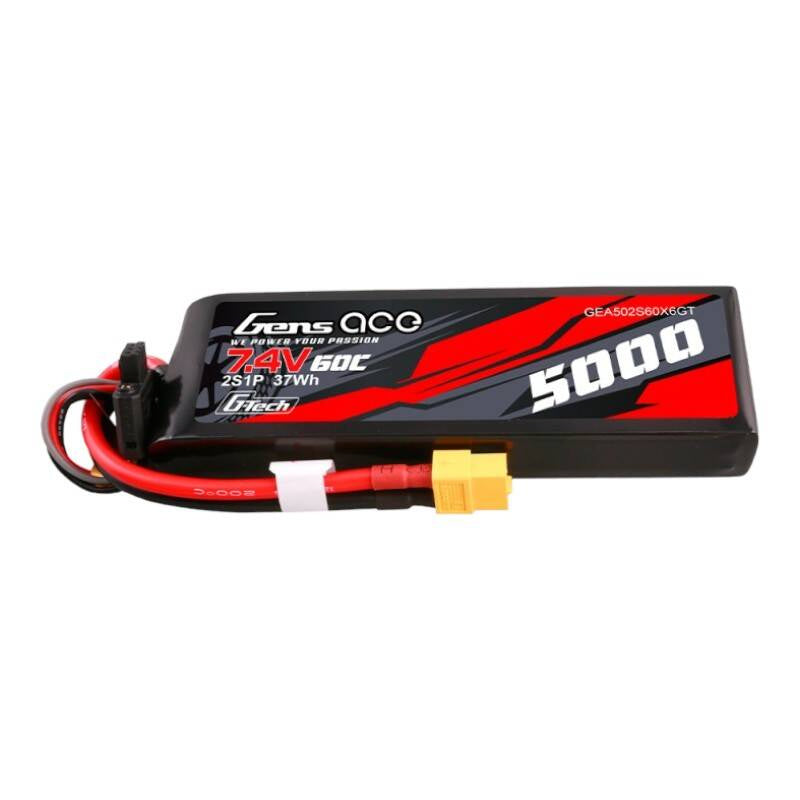 Gens Ace G-Tech LiPo 5000mAh 7.4V 60C 2S1P med PC-kabinet og XT60-stik