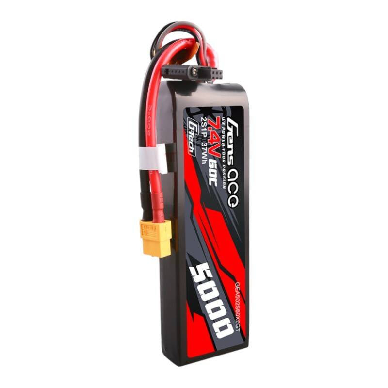 Gens Ace G-Tech LiPo 5000mAh 7.4V 60C 2S1P med PC-kabinet og XT60-stik