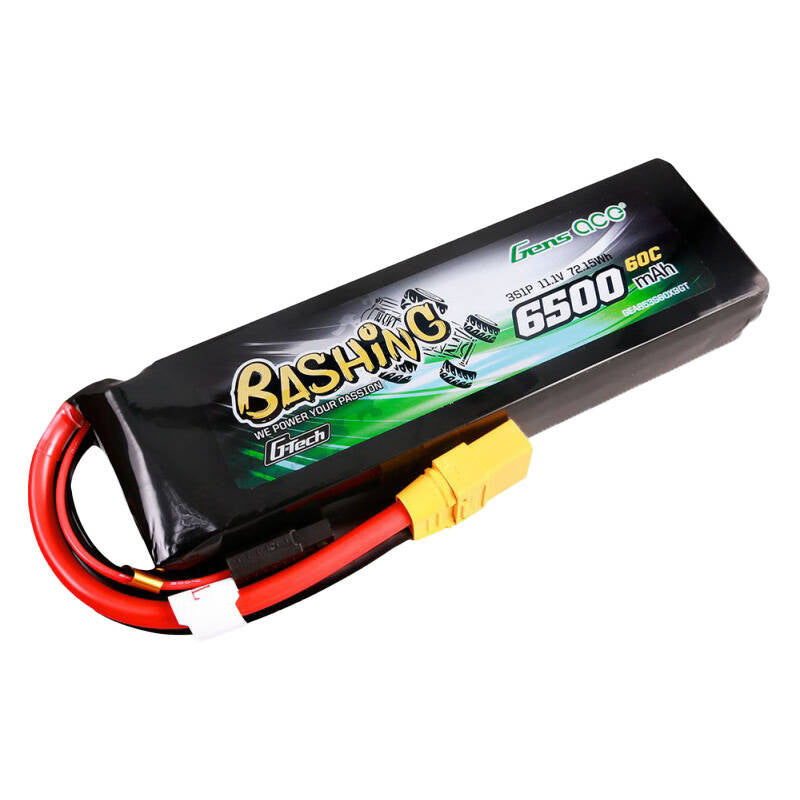 Gens Ace G-Tech LiPo-batteripakke 6500mAh 11.1V 60C 3S1P med XT90, Bashing Series