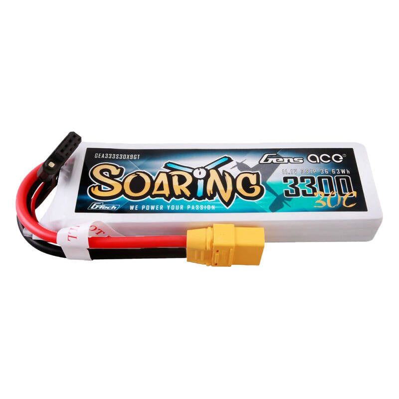 Gens Ace G-Tech Soaring LiPo-batteripakke 3300mAh 11.1V 30C 3S1P med XT90-stik