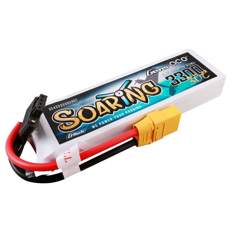 Gens Ace G-Tech Soaring LiPo-batteripakke 3300mAh 11.1V 30C 3S1P med XT90-stik