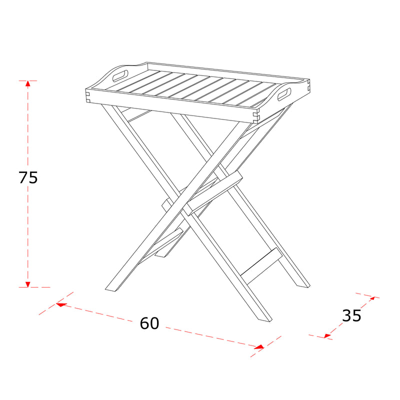 AXI Lora Teak Sidebord sammenklappeligt med aftagelig bakke