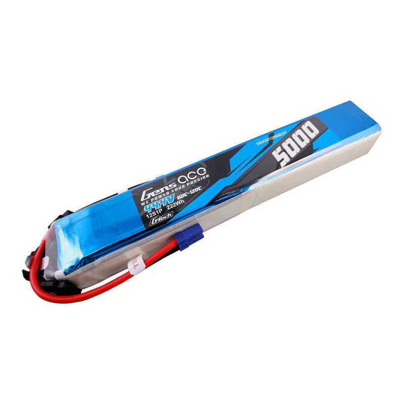 Gens Ace G-Tech LiPo-batteripakke 5000mAh 60/120C 44.4V 12S1P med EC5-stik