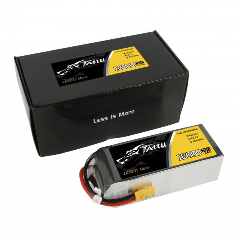 Tattu LiPo-batteripakke 16000mAh 22.2V 30C 6S1P med XT90 anti-gnist-stik