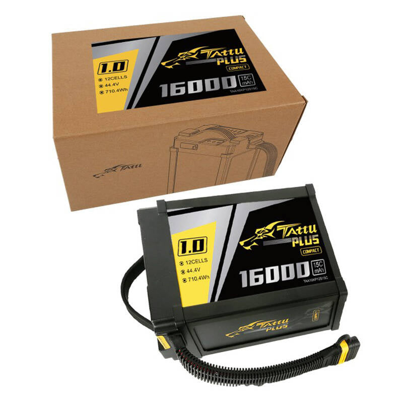 Tattu Plus 1.0 Compact version LiPo-batteripakke 16000mAh 12S 15C 44.4V med AS150U-stik