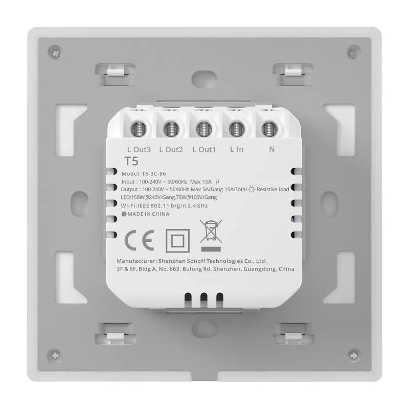Sonoff TX T5 4C smart WiFi-berøringsvægkontakt (4-kanals)