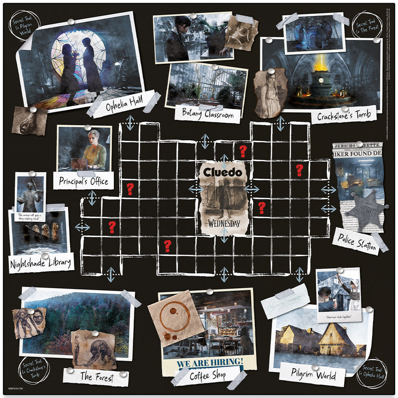 Wednesday Cluedo mysteriebrætspil (engelsk)