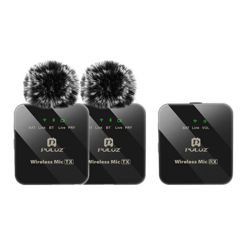 PULUZ trådløs slipsmikrofon 2 TX + 1 RX