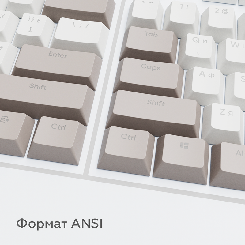Dark Project KS-48 tastaturtaster (keycaps) PBT, ENG/RU/UA, grå/hvid