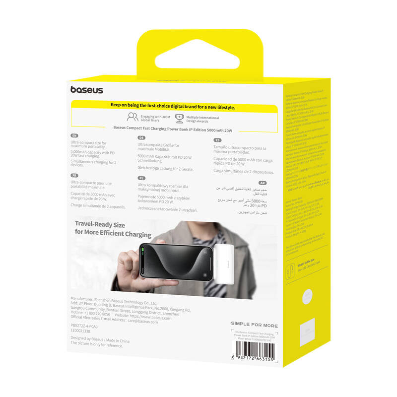 OS-Baseus Compact IP powerbank 5000mAh 20W (hvid)