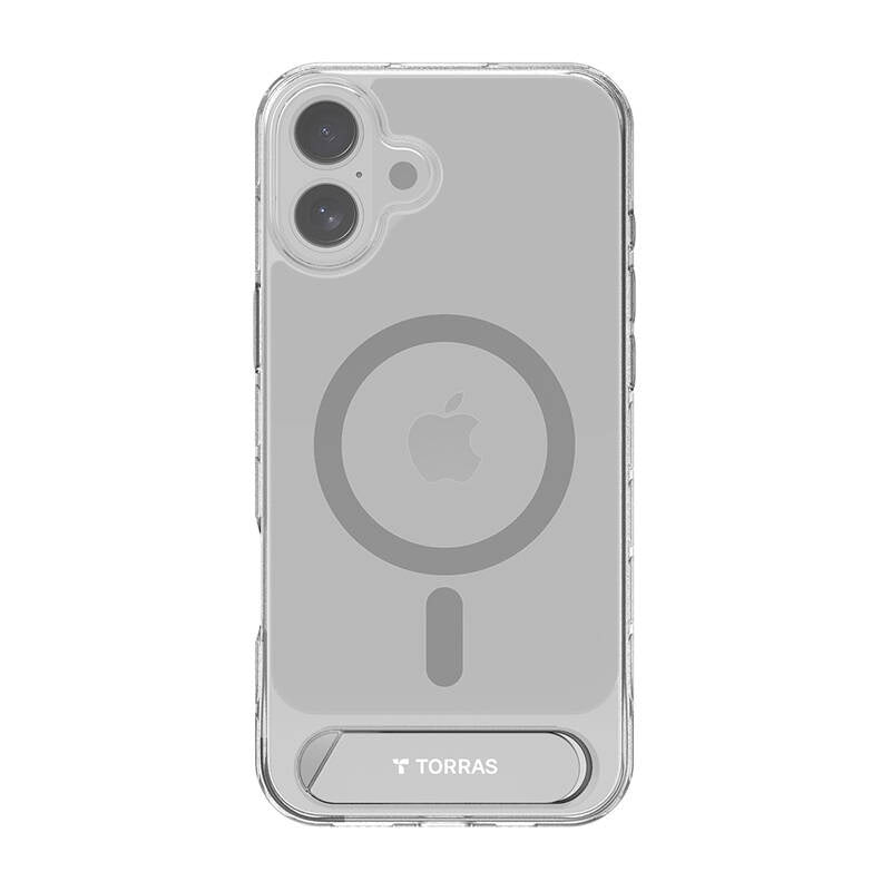 Torras Pstand Series cover til iPhone 16 Plus (gennemsigtig)