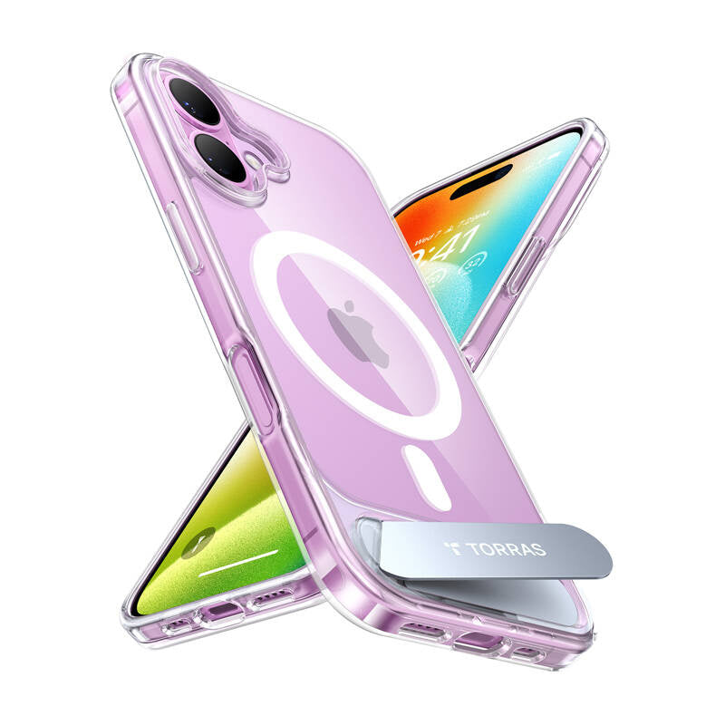 Torras Pstand Series cover til iPhone 16 Plus (gennemsigtig)