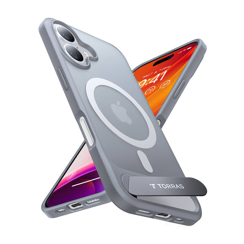 Torras Pstand Series cover til iPhone 16 Plus (titaniumgrå)