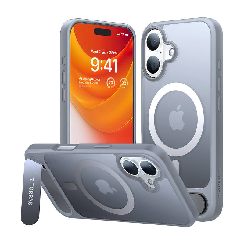 Torras Pstand Series cover til iPhone 16 Plus (titaniumgrå)