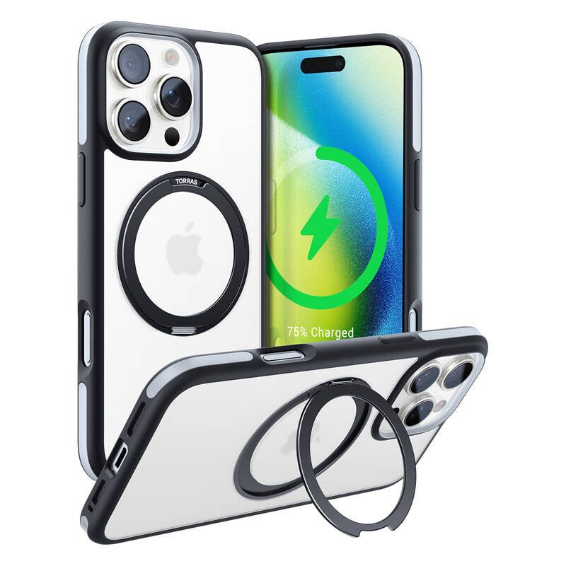 Torras Ostand R Fusion cover til iPhone 16 Pro Max (sort)