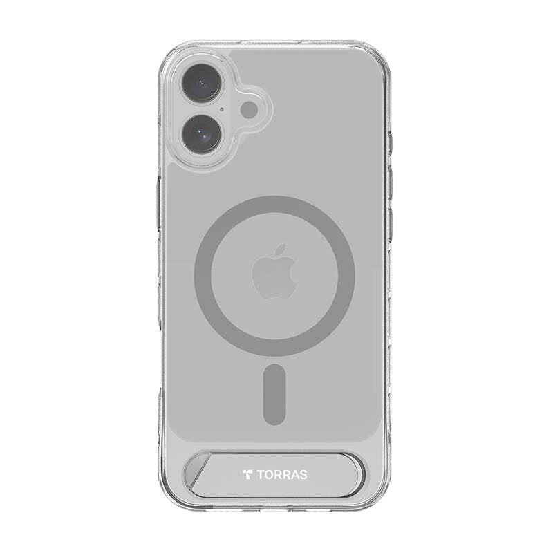 Torras Pstand Series cover til iPhone 16 (gennemsigtig)