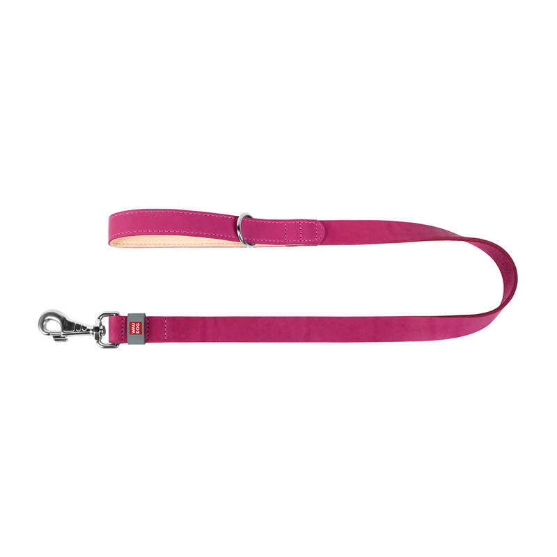 WAUDOG hundesnor i ægte læder, 25 mm bred, 122 cm lang, lyserød