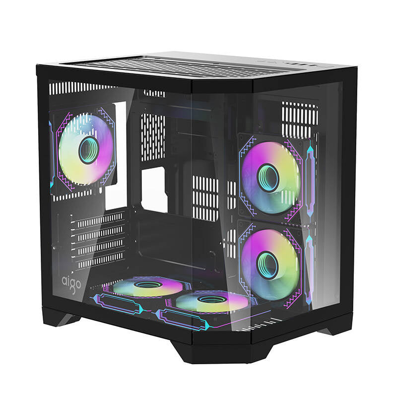 Darkflash FT350 PC-kabinet + 5 aRGB-blæsere (sort)