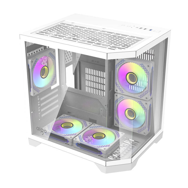 Darkflash FT350 PC-kabinet + 5 aRGB-blæsere (hvid)