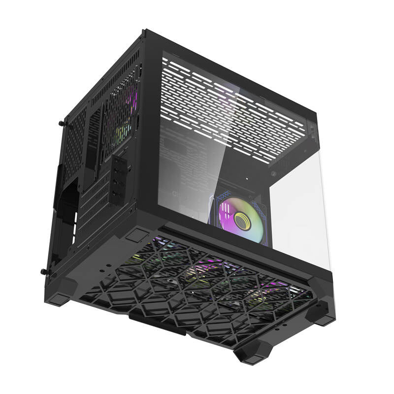 Darkflash FT418 PC-kabinet + 6 aRGB-blæsere (sort)