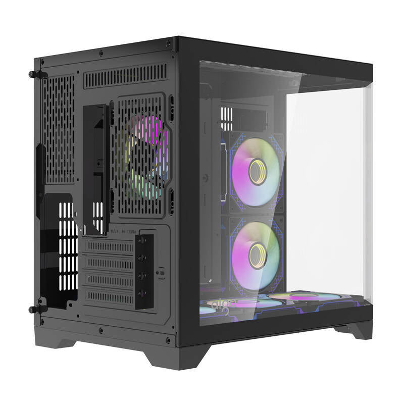 Darkflash FT418 PC-kabinet + 6 aRGB-blæsere (sort)