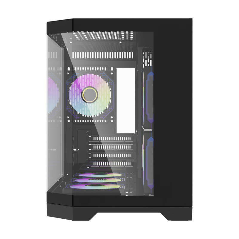 Darkflash FT418 PC-kabinet + 6 aRGB-blæsere (sort)