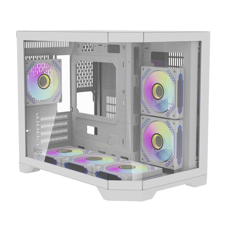 Darkflash FT418 PC-kabinet + 6 aRGB-blæsere (hvid)