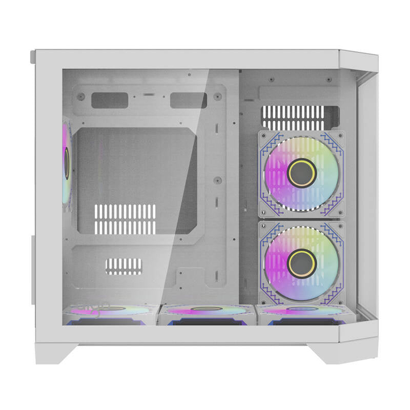 Darkflash FT418 PC-kabinet + 6 aRGB-blæsere (hvid)