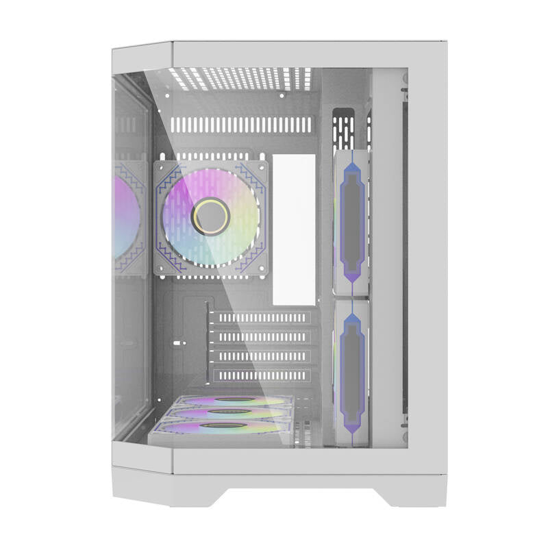 Darkflash FT418 PC-kabinet + 6 aRGB-blæsere (hvid)