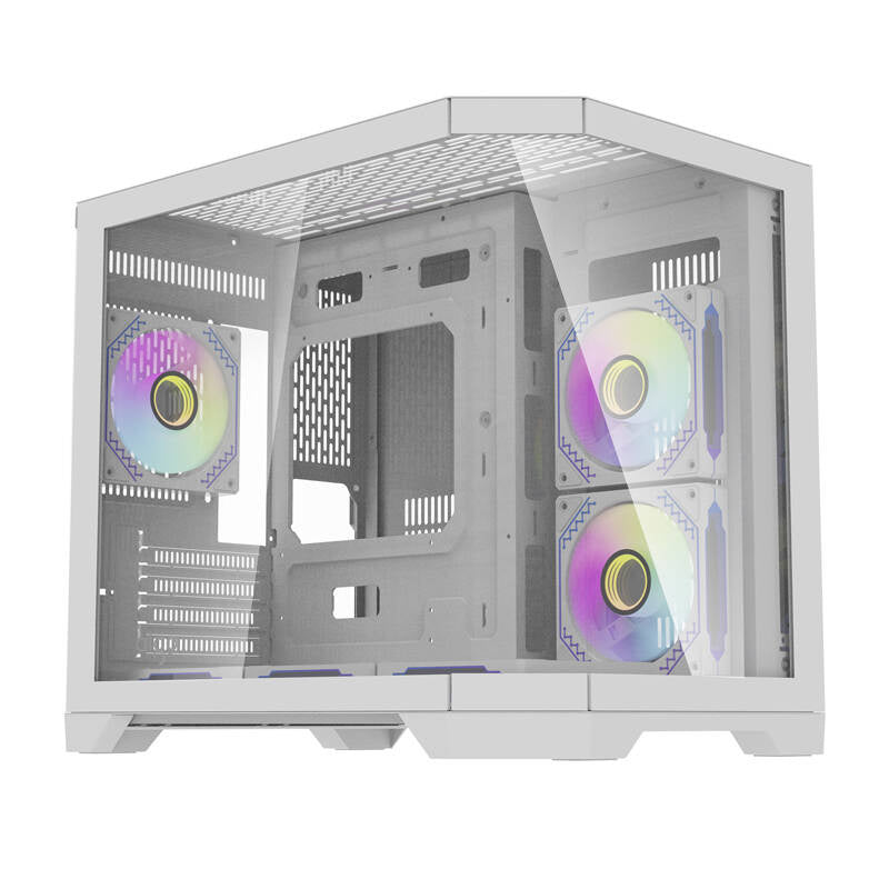Darkflash FT418 PC-kabinet + 6 aRGB-blæsere (hvid)