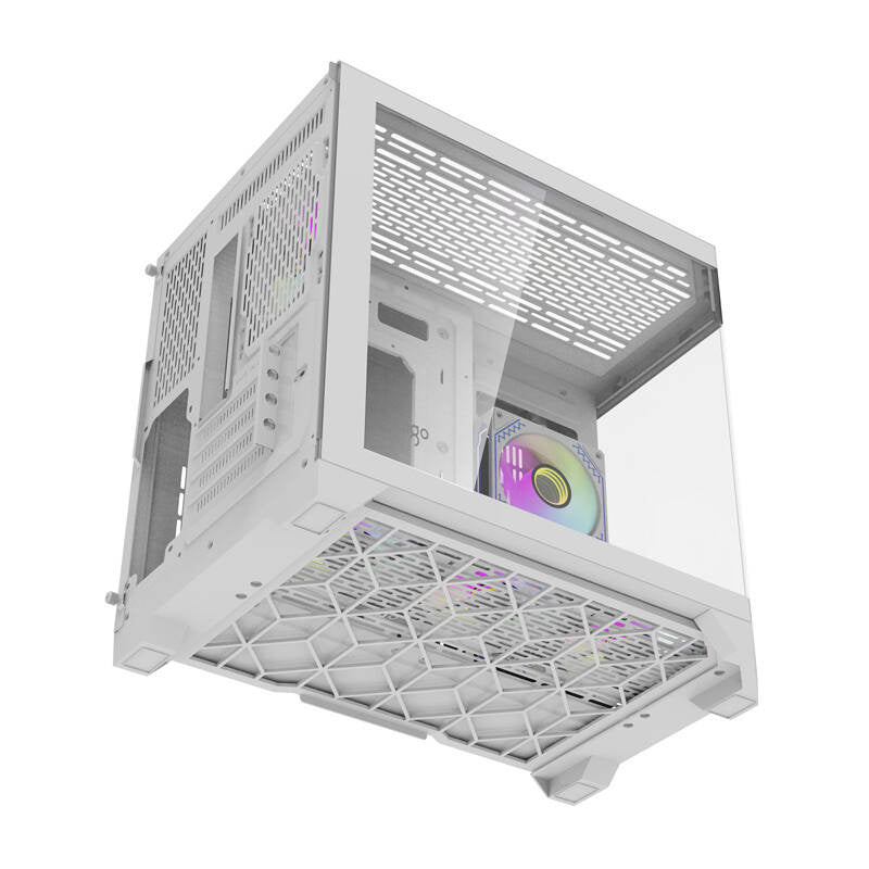 Darkflash FT418 PC-kabinet + 6 aRGB-blæsere (hvid)