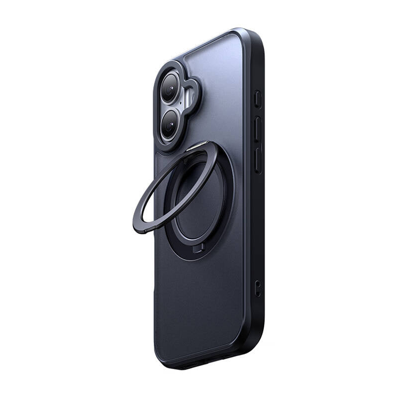 McDodo PC-4931 MagSafe-cover med stander til iPhone 16 Plus (sort)