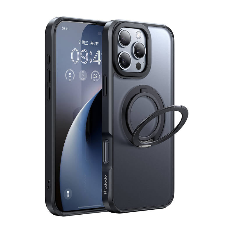 McDodo PC-4932 MagSafe-cover med stander til iPhone 16 Pro (sort)