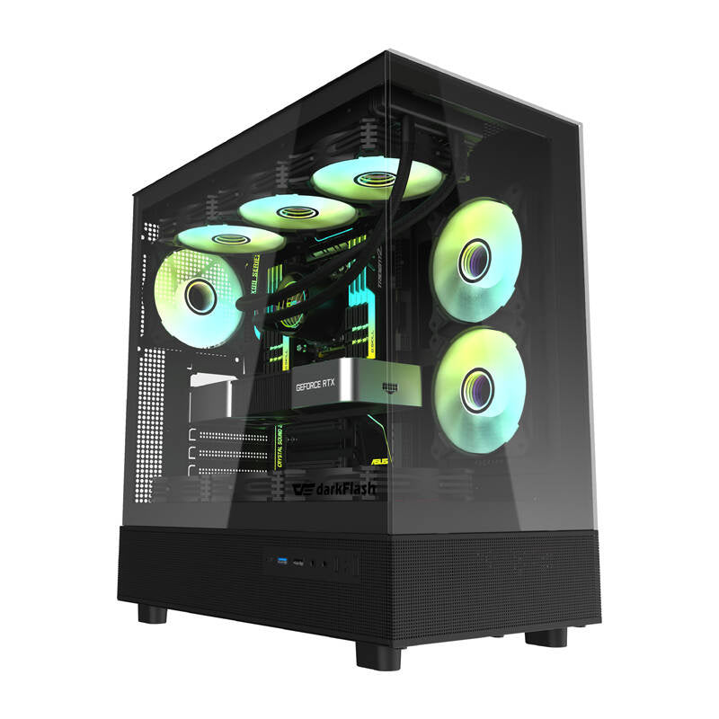 Darkflash DPX90 PC-kabinet (sort) + 3 blæsere