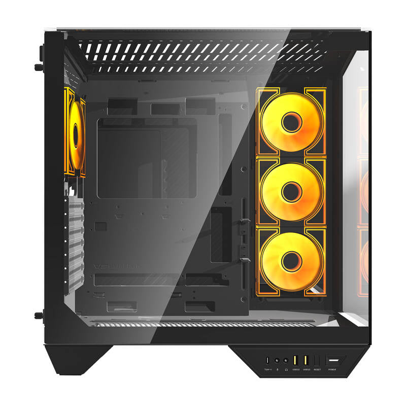 Darkflash DY470 PC-kabinet (sort) + 4 blæsere