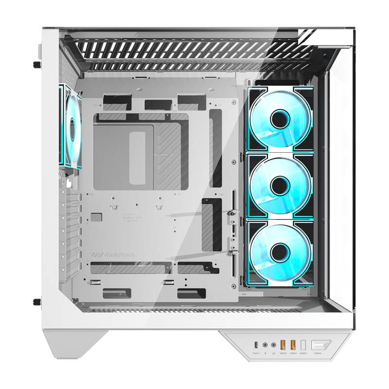 Darkflash DY470 PC-kabinet (hvid) + 4 blæsere