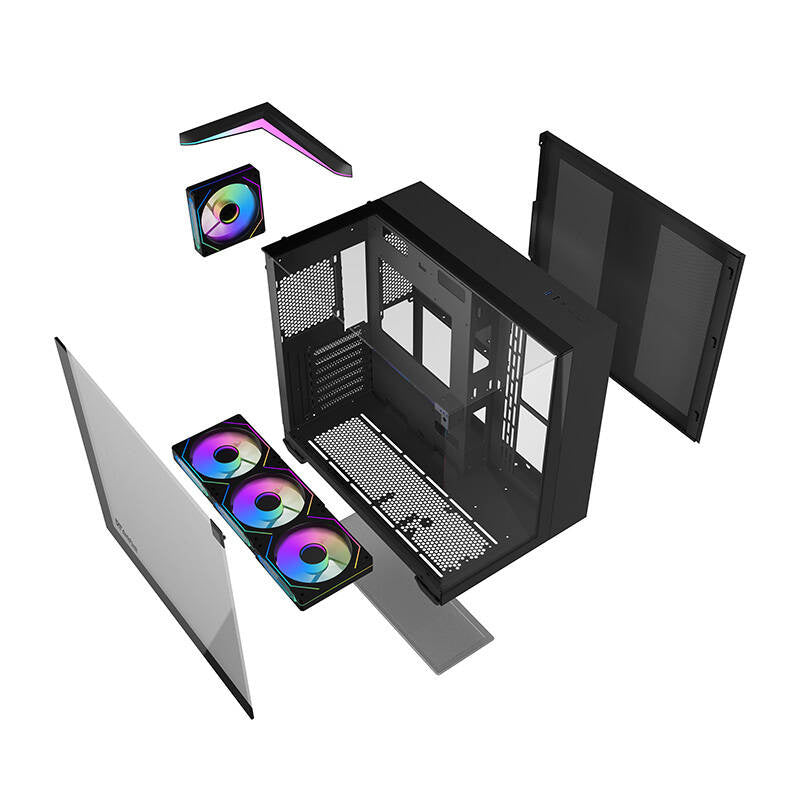 Darkflash TH285 PC-kabinet (sort) + 4 blæsere