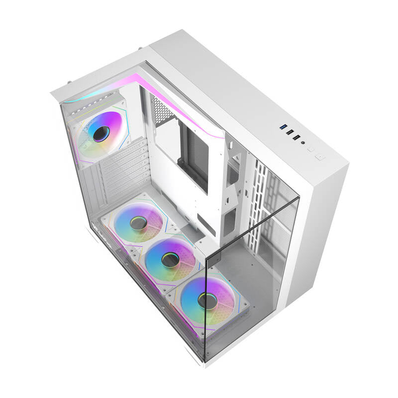 Darkflash TH285 PC-kabinet (hvid) + 4 blæsere