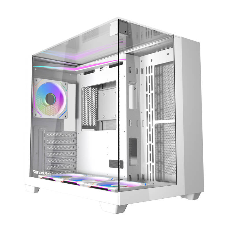 Darkflash TH285 PC-kabinet (hvid) + 4 blæsere