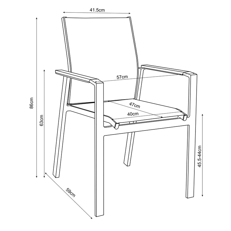 AXI Alva Aluminium Havestole Antracit/Teak – Sæt med 4 stk.