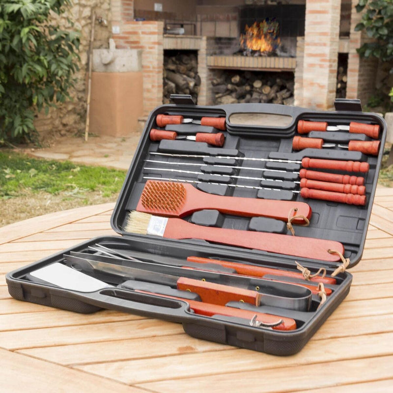 Lille Kuffert til Grill InnovaGoods IG116868 Træ Rustfrit stål 18 Dele (Refurbished A)
