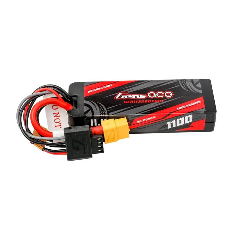 Gens Ace G-Tech 1100mAh 11.1V 3S1P 60C GRP-76 LiPo-batteri i hardcase med XT60-stik
