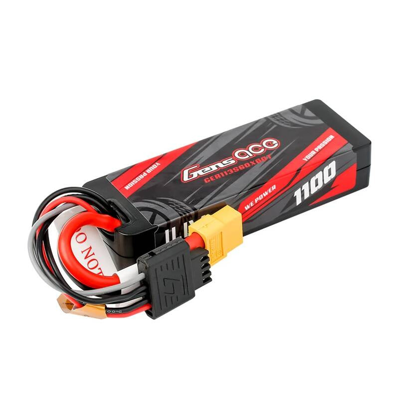Gens Ace G-Tech 1100mAh 11.1V 3S1P 60C GRP-76 LiPo-batteri i hardcase med XT60-stik