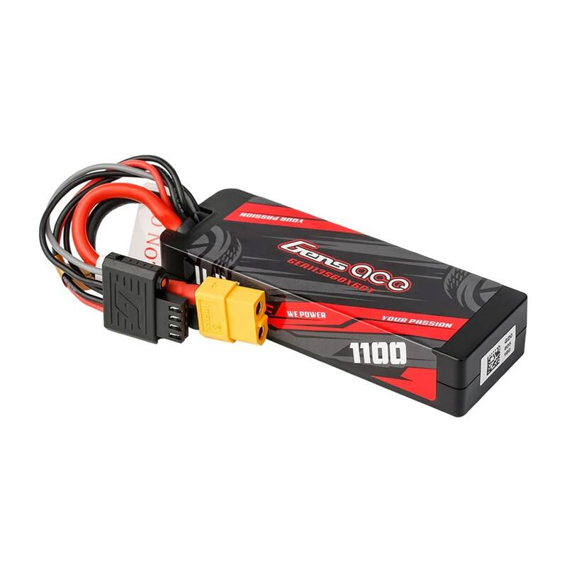 Gens Ace G-Tech 1100mAh 11.1V 3S1P 60C GRP-76 LiPo-batteri i hardcase med XT60-stik