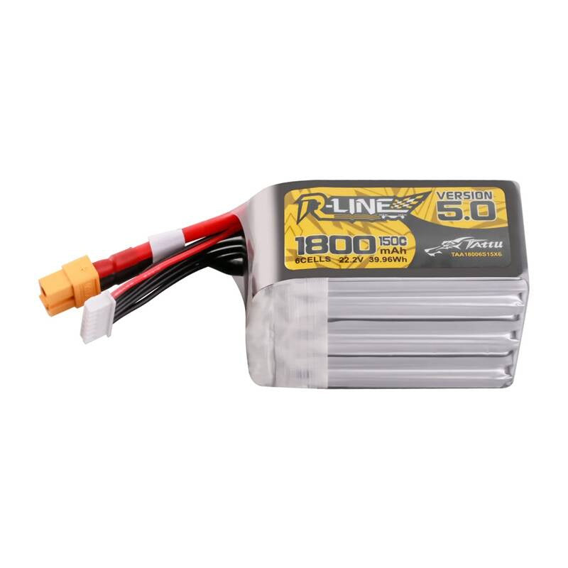 Tattu R-Line Version 5.0 1800mAh 22.2V 150C 6S LiPo-batteri med XT60-stik
